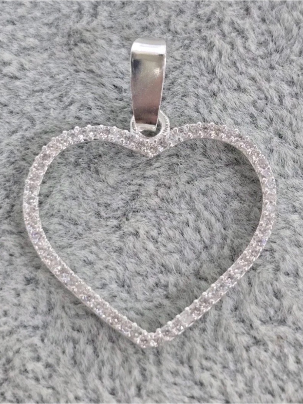 Open Heart Pendant Charm CZ 925 Sterling Silver Dije Corazon 22mm